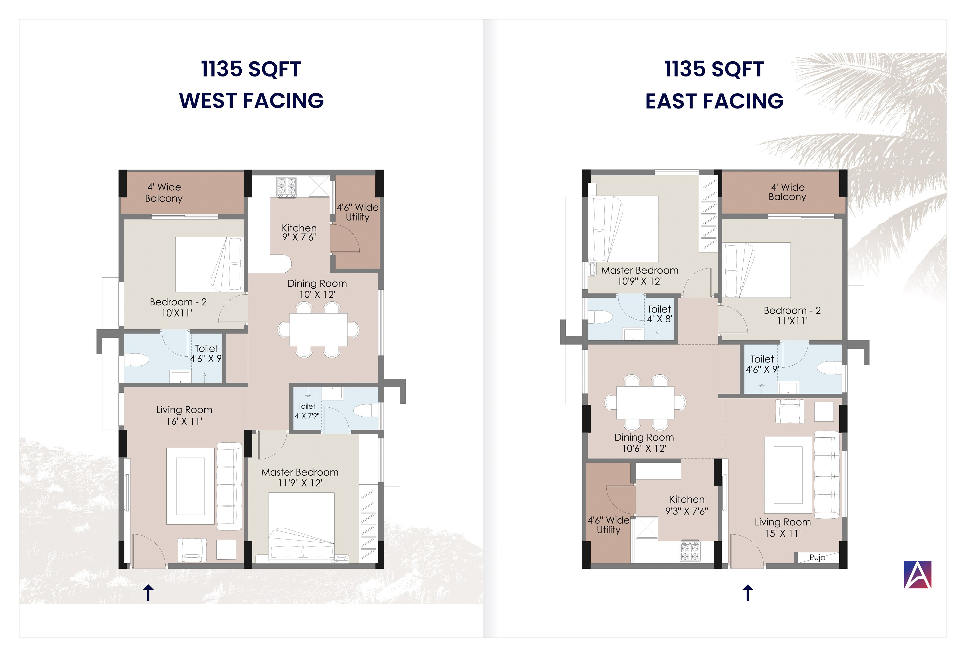 1135 sqft floor plan