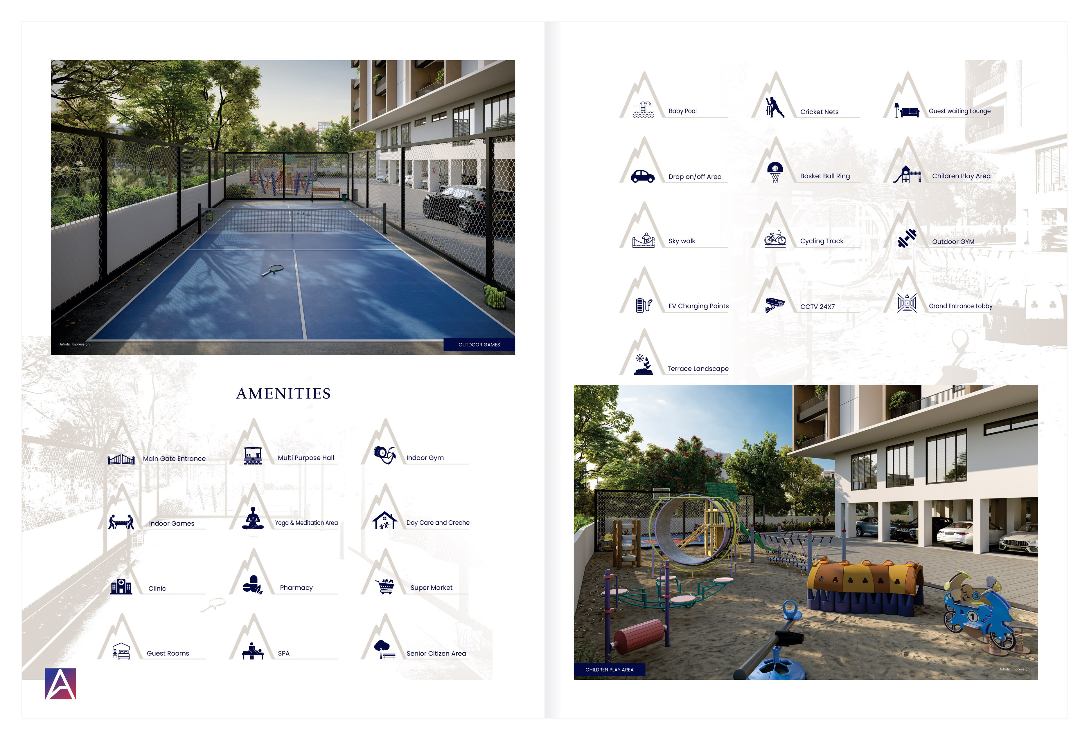 Arya Sikharam — outdoor amenities, tennis court, children's play area